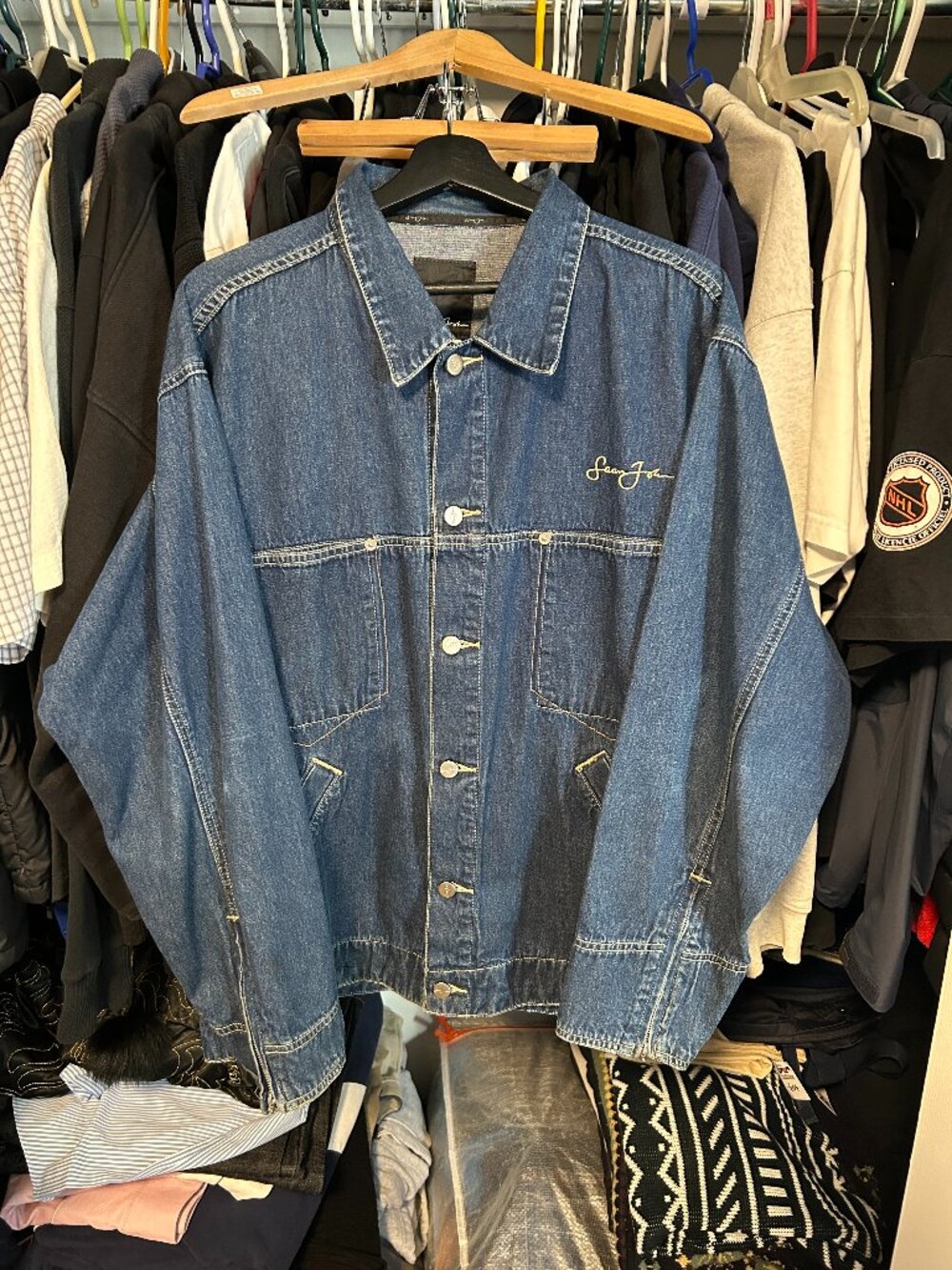Sean John Y2K Denim Baggy Jeans Jacket Men's - Size L